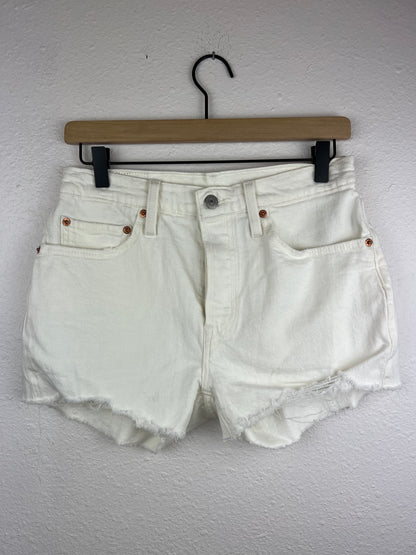 Levis 501s Button Fly White Shorts
