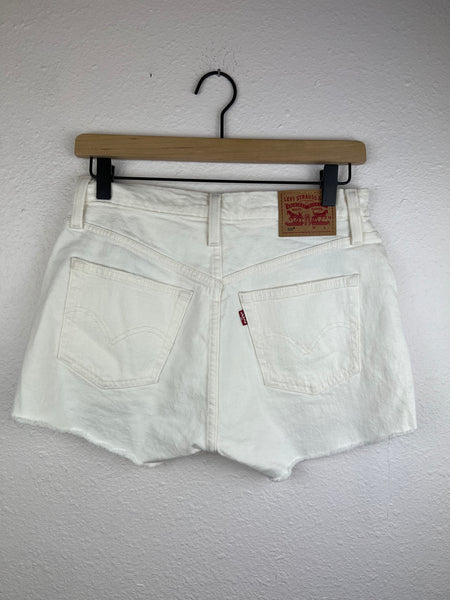 Levis 501s Button Fly White Shorts