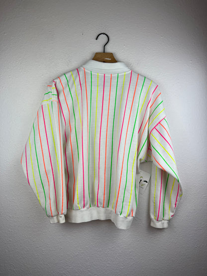 Neon Striped Collared Crewneck