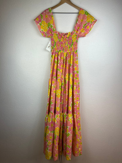 Vintage Tiered Off the Shoulder Floral Maxi Dress