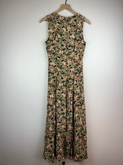 Floral Button Front Midi Dress