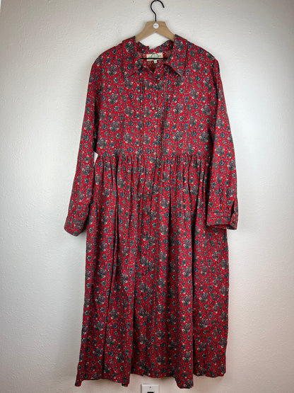 Red Paisley Wool Maxi Dress