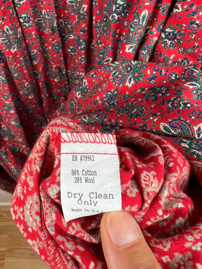 Red Paisley Wool Maxi Dress