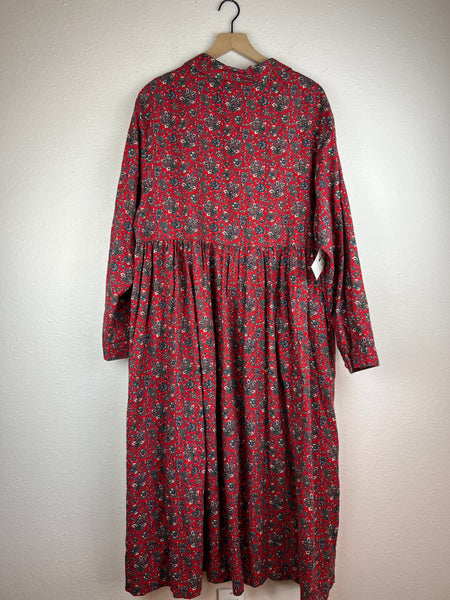 Red Paisley Wool Maxi Dress