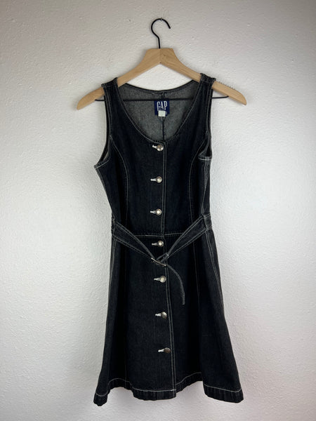 Gap Black Denim Belted Mini Dress