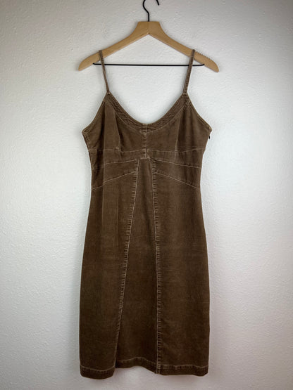 Dex Brown Corduroy Denim Midi Dress