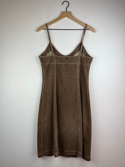 Dex Brown Corduroy Denim Midi Dress