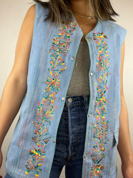Handmade Embroidered Snap Vest