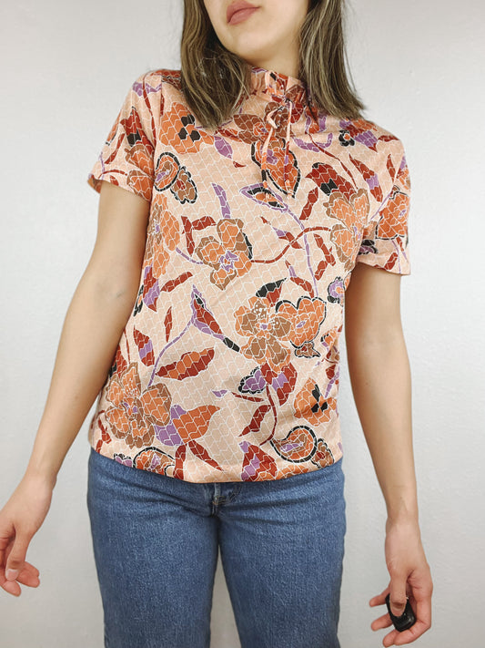 Graff Vintage Floral Ruffle Blouse