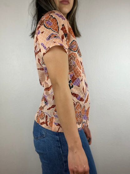 Graff Vintage Floral Ruffle Blouse