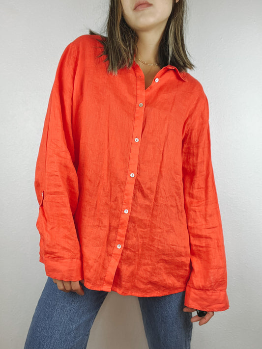 Linen Bright Button Up Top