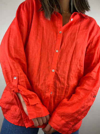 Linen Bright Button Up Top