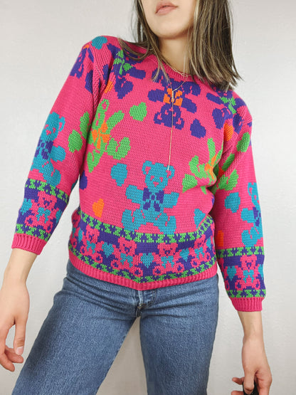 Vintage Quirky Teddy Bears Sweater