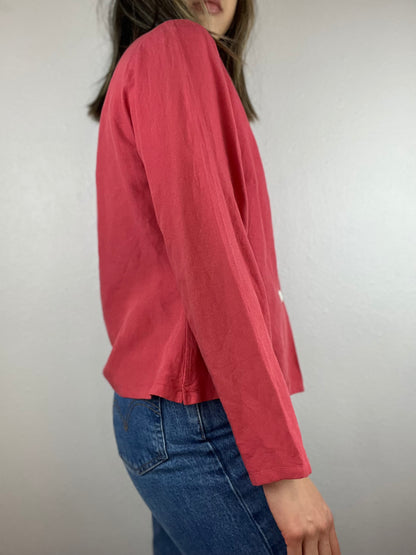 Pink Chunky Linen Button Up