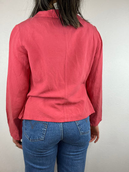 Pink Chunky Linen Button Up