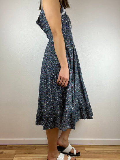 Gunne Sax Floral Ruffle Midi Dress