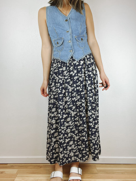 Paris Blues Originals 90s Denim Floral Dress