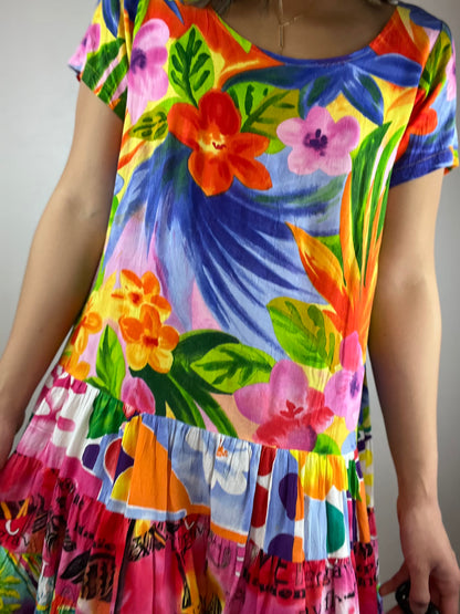 Jam's World Colorful Tropical Flowy Dress