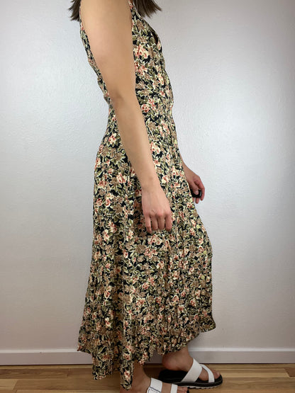 Floral Button Front Midi Dress