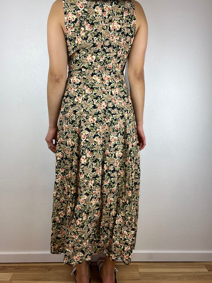 Floral Button Front Midi Dress