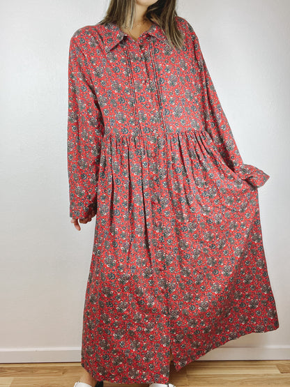 Red Paisley Wool Maxi Dress