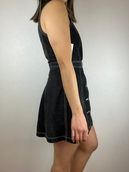 Gap Black Denim Belted Mini Dress
