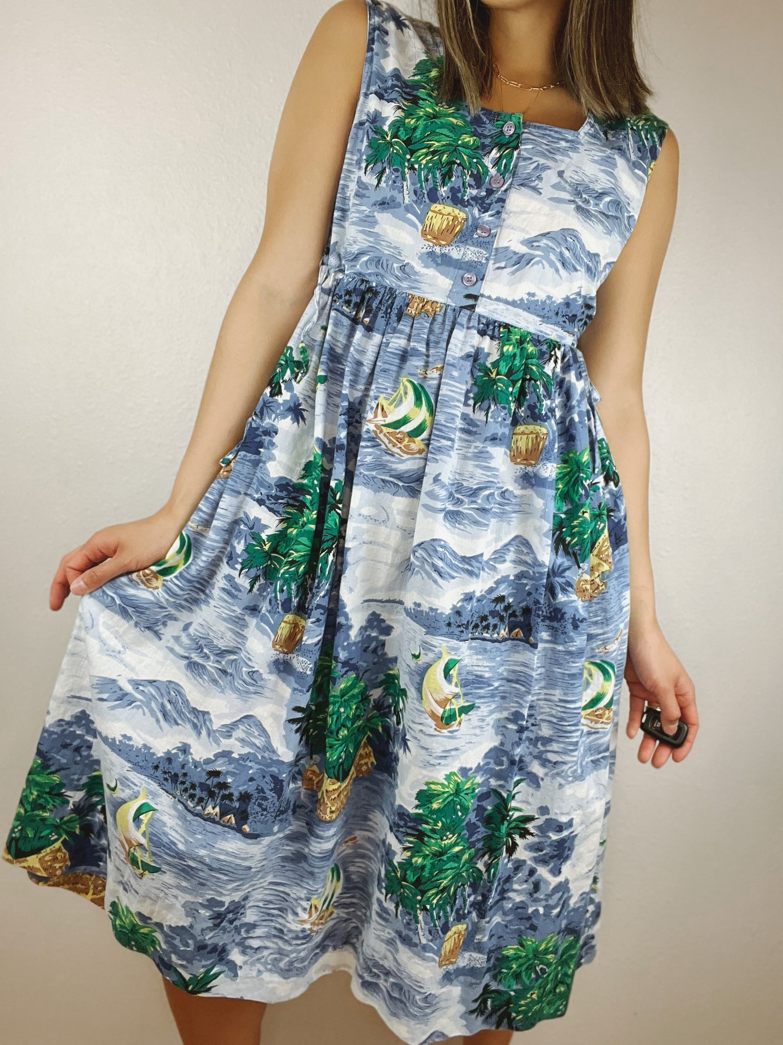 Tropical Beach Midi Dress