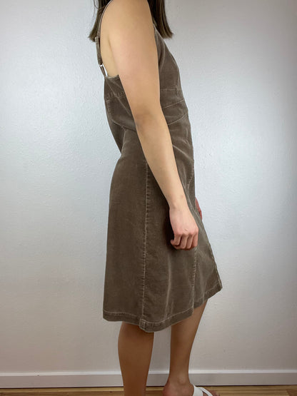 Dex Brown Corduroy Denim Midi Dress