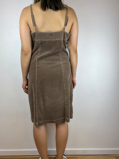 Dex Brown Corduroy Denim Midi Dress