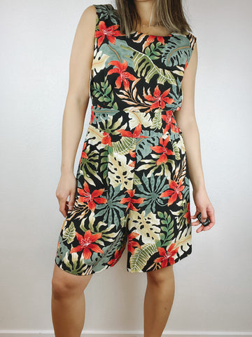 Bold Tropical Flora Print Romper