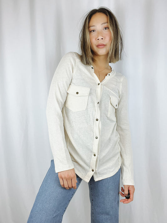 Free People Button Up Long Sleeve Top