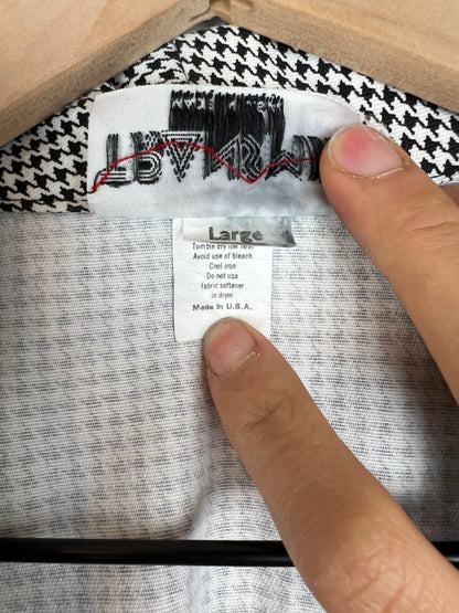 1-Button Houndstooth Plaid Blazer