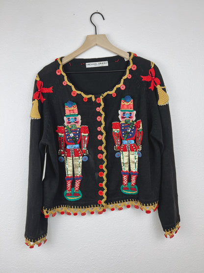 Embellished Nutcrackers Holiday Cardigan