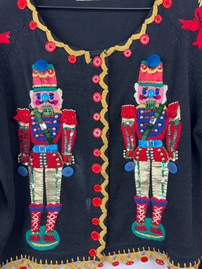 Embellished Nutcrackers Holiday Cardigan