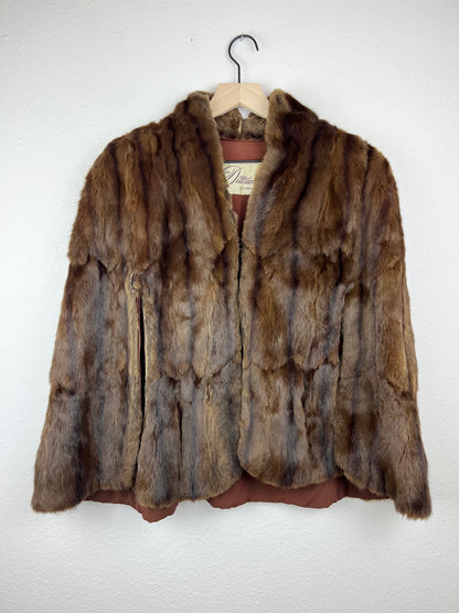Vintage Rich Furs Dittrich Detroit Demi Buff Mink Fur Capelet
