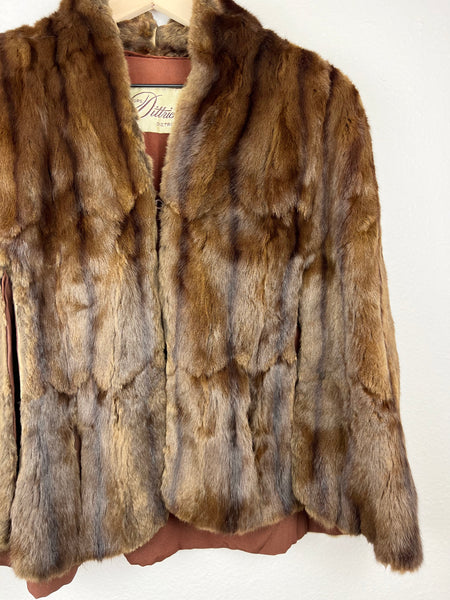 Vintage Rich Furs Dittrich Detroit Demi Buff Mink Fur Capelet