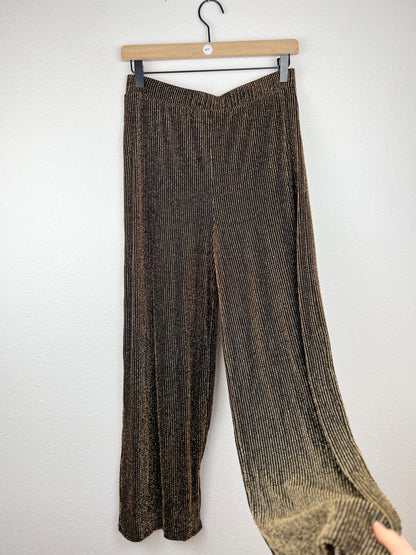 Leith Gold Metallic Wide Leg Bottoms