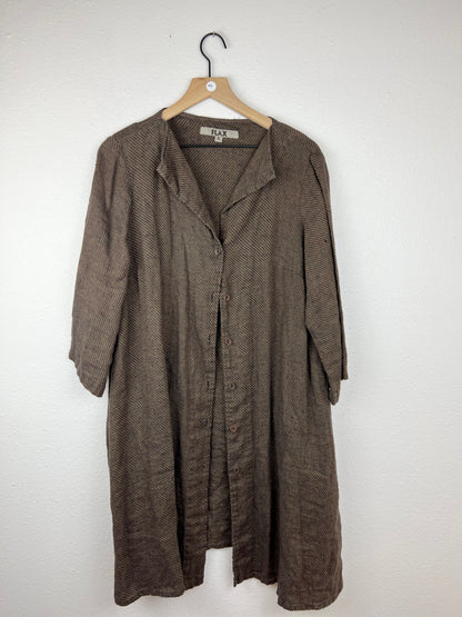 SALE Flax 100% Linen Button Up Duster/Dress