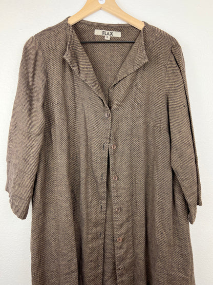 SALE Flax 100% Linen Button Up Duster/Dress
