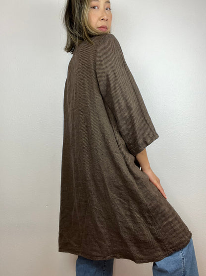 SALE Flax 100% Linen Button Up Duster/Dress
