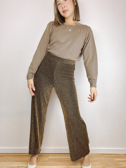 Leith Gold Metallic Wide Leg Bottoms