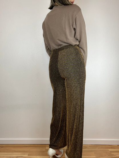 Leith Gold Metallic Wide Leg Bottoms