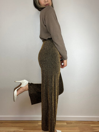 Leith Gold Metallic Wide Leg Bottoms