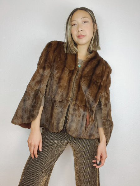 Vintage Rich Furs Dittrich Detroit Demi Buff Mink Fur Capelet
