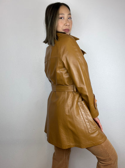 SALE Vintage Camel Leather Jacket