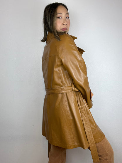 SALE Vintage Camel Leather Jacket