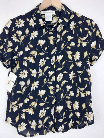 Jones New York 100% Silk Button Up Top