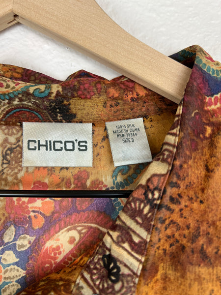 Chico's 100% Silk Button Up Top