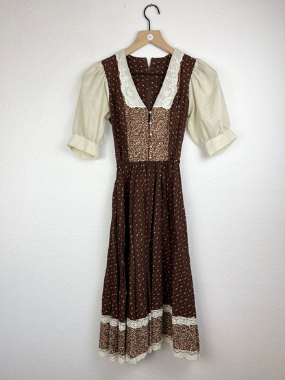 70s Floral Prairie Dress