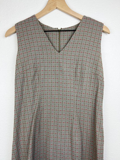 Vintage Handmade V-Neck Patterned Dress